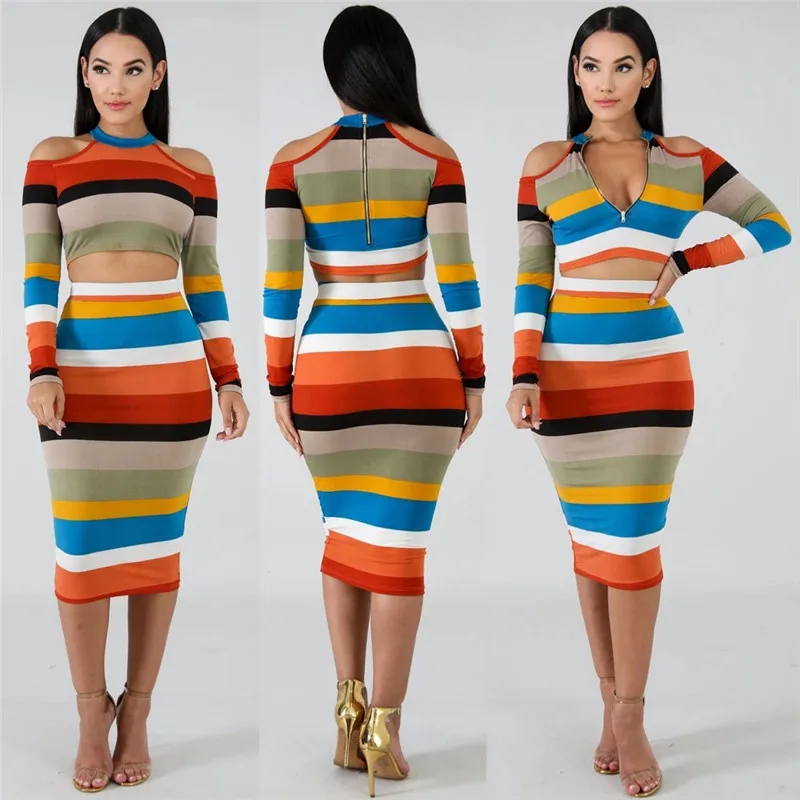 Robe 2019 Spring Dress Women Long Sleeve Striped Two-Piece Dress Sexy Off Shoulder Slim Bodycon Nigthclub Pencil Dress Vestidos
Robe 2019 Spring Dress Women Long Sleeve Striped Two-Piece Dress Sexy Off Shoulder Slim Bodycon Nigthclub Pencil Dress Vestidos