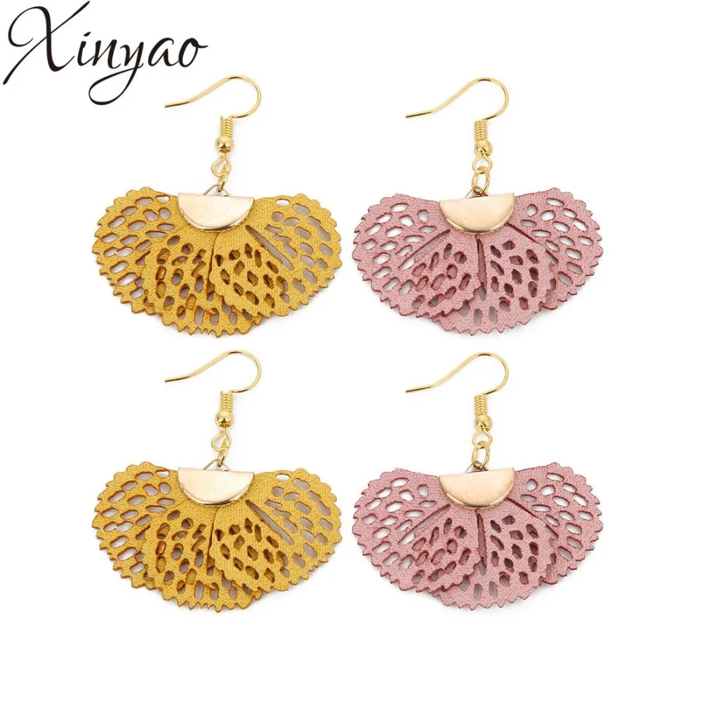XINYAO Bohemian Vintage Fan Shape Leather Flower Drop Earrings for Women Big Statement Earrings Gold Metal Boho Indian Jewelry
XINYAO Bohemian Vintage Fan Shape Leather Flower Drop Earrings for Women Big Statement Earrings Gold Metal Boho Indian Jewelry