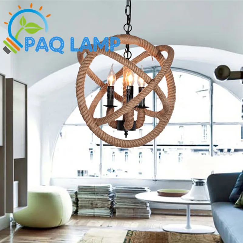Vintage Chandeliers lamp Retro indoor lighting Hemp rope three circle The candle lampholder coffee bars LED light fixture
Vintage Chandeliers lamp Retro indoor lighting Hemp rope three circle The candle lampholder coffee bars LED light fixture