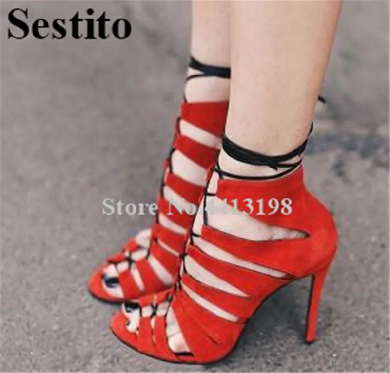 New Fashion Solid Cross-tied Hollow Ankle Strap Sandals Summer Peep Toe High Thin Heels Lace-Up Cover Heel Sandals Women Shoes
New Fashion Solid Cross-tied Hollow Ankle Strap Sandals Summer Peep Toe High Thin Heels Lace-Up Cover Heel Sandals Women Shoes