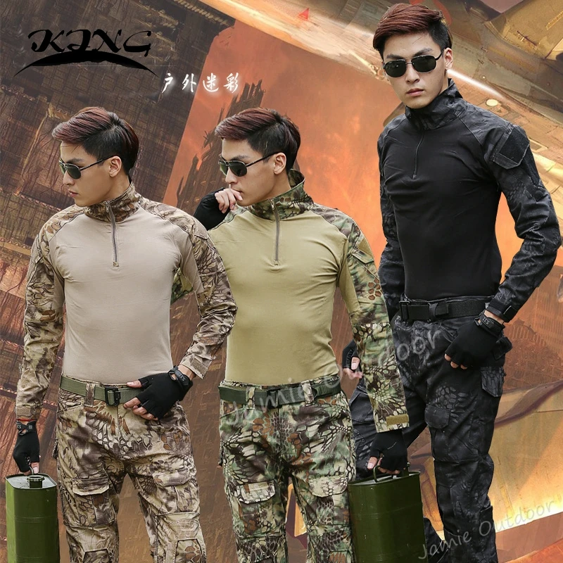 Tactical Camouflage Suit Military Combat Shirt + Pants Paintball Hunting CS Wargame Men Clothes Army Uniform with Knee Pads
Tactical Camouflage Suit Military Combat Shirt + Pants Paintball Hunting CS Wargame Men Clothes Army Uniform with Knee Pads