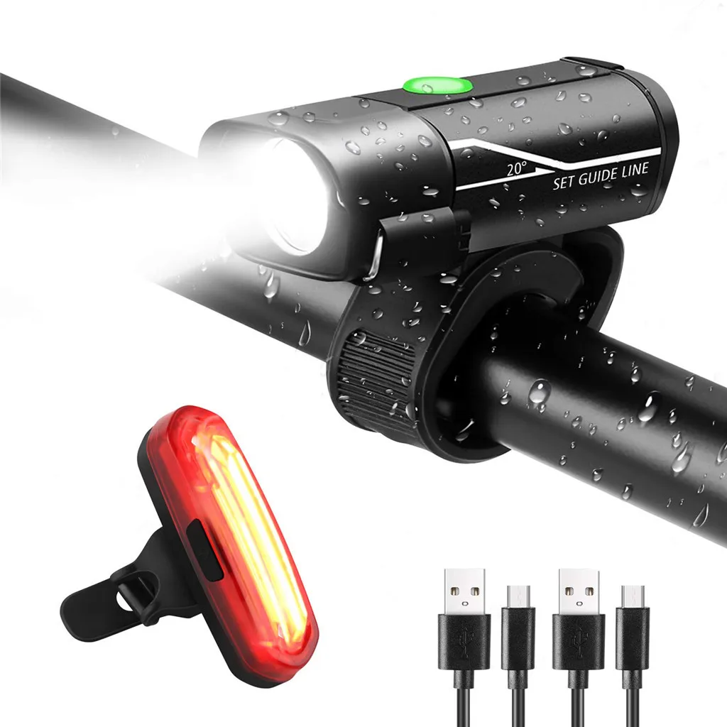 High Quality 2Pcs Bright USB Rechargeable Bike Bicycle Light Set Cycling Front Light+Rear Light Bike accessories Waterproof
High Quality 2Pcs Bright USB Rechargeable Bike Bicycle Light Set Cycling Front Light+Rear Light Bike accessories Waterproof