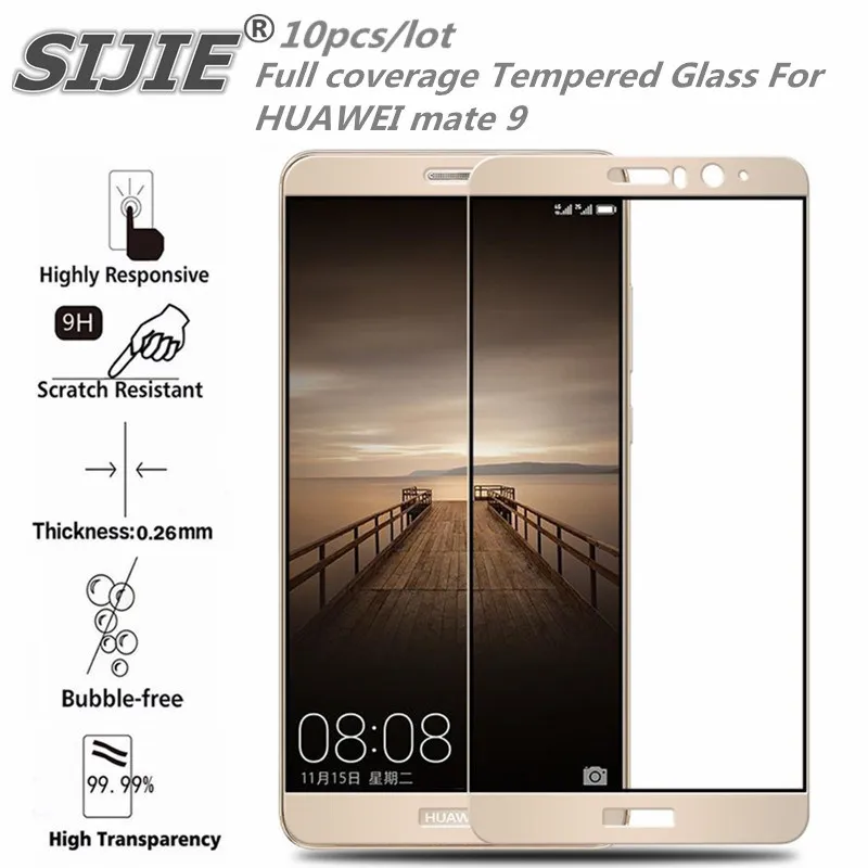 SIJIE 10PCS Full coverage Tempered Glass For HUAWEI mate 9 0.26mm Screen Protector front 9H thin cover black White gold Colorful
SIJIE 10PCS Full coverage Tempered Glass For HUAWEI mate 9 0.26mm Screen Protector front 9H thin cover black White gold Colorful