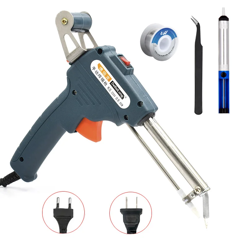 60W Electric Soldering Iron set Automatic Send Tin Gun Soldering Station Solder Sucker Tweezers Wire Welding Repair Tools Kit
60W Electric Soldering Iron set Automatic Send Tin Gun Soldering Station Solder Sucker Tweezers Wire Welding Repair Tools Kit