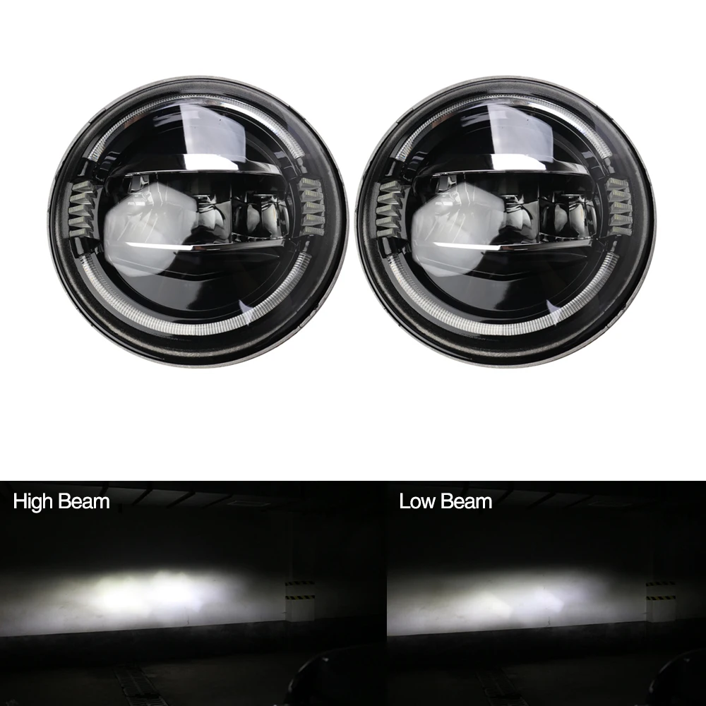 New 7 inch LED Headlight DRL BlueAmberWhite Halo Angle Eyes Led Headlamp Headlights 12v For Jeep Wrangler TJ JK LJ unlimited (6)