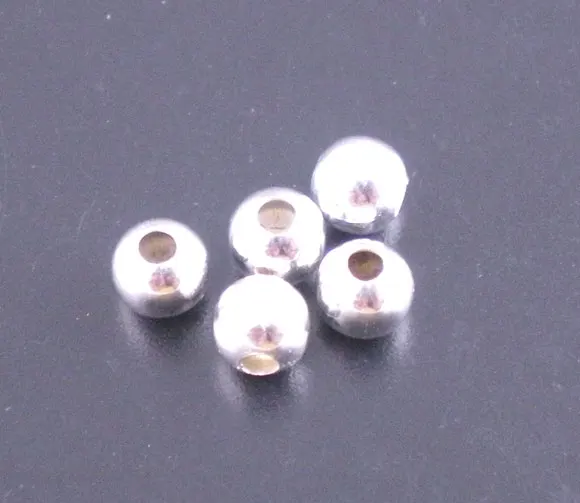 2mm jewelry creation LOT of 100 ROUND BEADS SMOOTH 5mm SILVER hole approx