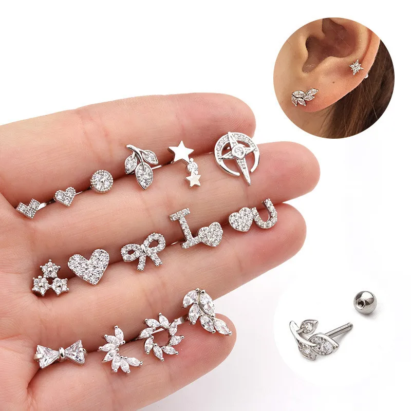 TTLIFE 1pc 0.8mm Stainless Steel Barbell Heart Cartilage Stud Helix Tragus Conch Rook Lobe Piercing Screw Back Crystal Earring
TTLIFE 1pc 0.8mm Stainless Steel Barbell Heart Cartilage Stud Helix Tragus Conch Rook Lobe Piercing Screw Back Crystal Earring