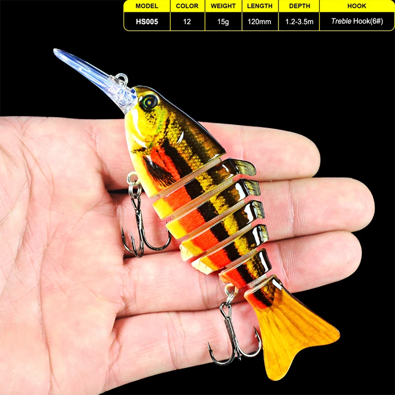 1pc Swimbait 7 Sections Fishing Lure 11.2cm-4.4"-0.497oz-14.09g Fishing bait 6# Black Hook Fishing Tackle
1pc Swimbait 7 Sections Fishing Lure 11.2cm-4.4"-0.497oz-14.09g Fishing bait 6# Black Hook Fishing Tackle