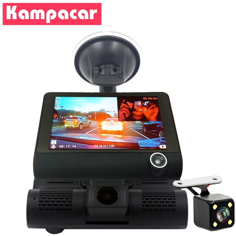 Kampacar 4 " Three Camera Lens Dvrs With Two Cameras Video Recorder Full HD 1080P For Cars Dash Cam Registratore Auto Car Dvr
Kampacar 4 " Three Camera Lens Dvrs With Two Cameras Video Recorder Full HD 1080P For Cars Dash Cam Registratore Auto Car Dvr