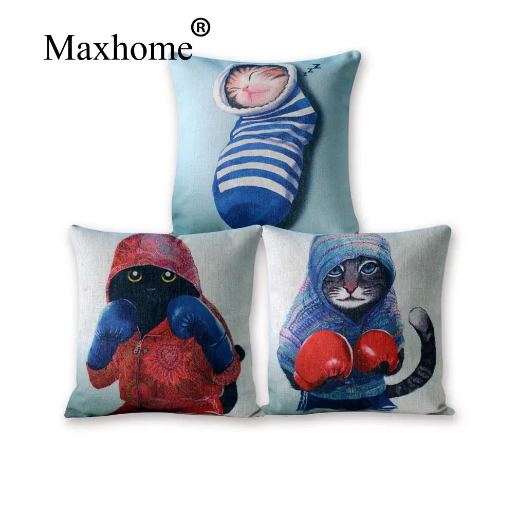 Cartoon Cat Pillowcase Linen Cushion Decorative Pillow Boxing Cat And Socks Cat Home Decor Throw Pillow Cushion 45*45 Almofadas
Cartoon Cat Pillowcase Linen Cushion Decorative Pillow Boxing Cat And Socks Cat Home Decor Throw Pillow Cushion 45*45 Almofadas
