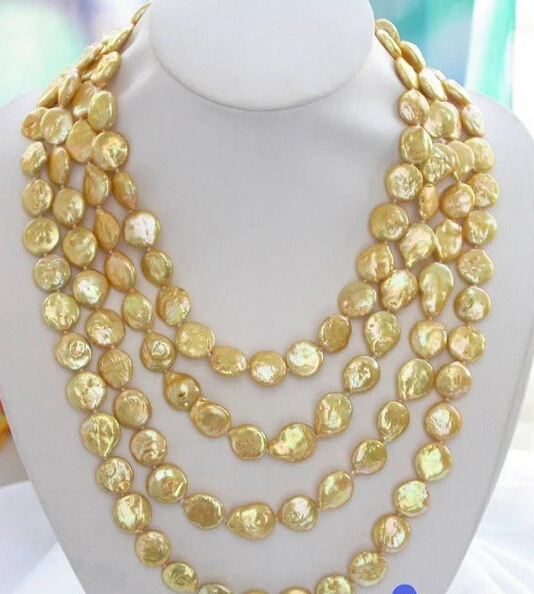 HOT## Wholesale FREE SHIPPING >>>p2374 95" 15MM GOLDEN COIN FRESHWATER CULTURED PEARL NECKLACE
HOT## Wholesale FREE SHIPPING >>>p2374 95" 15MM GOLDEN COIN FRESHWATER CULTURED PEARL NECKLACE