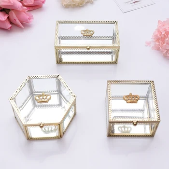 Golden Crown Glass Storage box Organizer Wedding Gift Box Glass Jewelry Crystal Gift Wedding Ring Box Holder
Golden Crown Glass Storage box Organizer Wedding Gift Box Glass Jewelry Crystal Gift Wedding Ring Box Holder