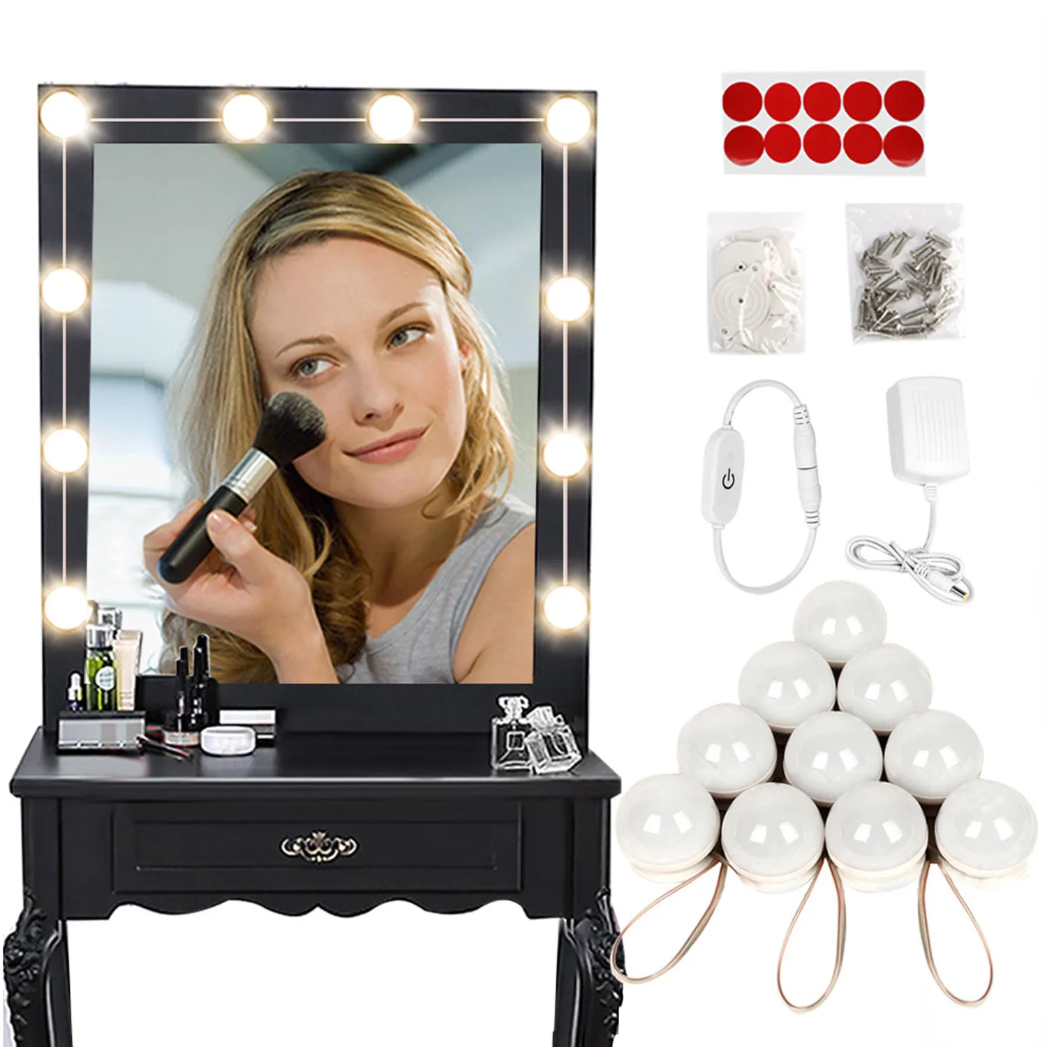 Makeup Mirror LED Lights 10 Hollywood Vanity Light Bulbs For Dressing Table With Dimmer And Plug In,Linkable 220V 110V
Makeup Mirror LED Lights 10 Hollywood Vanity Light Bulbs For Dressing Table With Dimmer And Plug In,Linkable 220V 110V