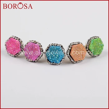 BOROSA Wholesale Drusy Stud Earrings for Women,Hexagon Titanium Rainbow Quartz Stone Drusy Earrings Druzy Jewelry JAB752
BOROSA Wholesale Drusy Stud Earrings for Women,Hexagon Titanium Rainbow Quartz Stone Drusy Earrings Druzy Jewelry JAB752