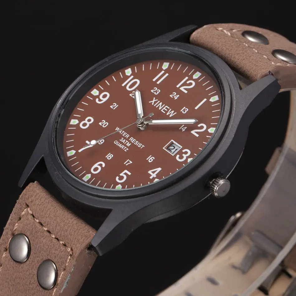 Fashion Designer Brand XINEW 2018 Military Watches Men Leather Strap Date calendar Casual Quartz Watch Montre Homme Calendrier
Fashion Designer Brand XINEW 2018 Military Watches Men Leather Strap Date calendar Casual Quartz Watch Montre Homme Calendrier
