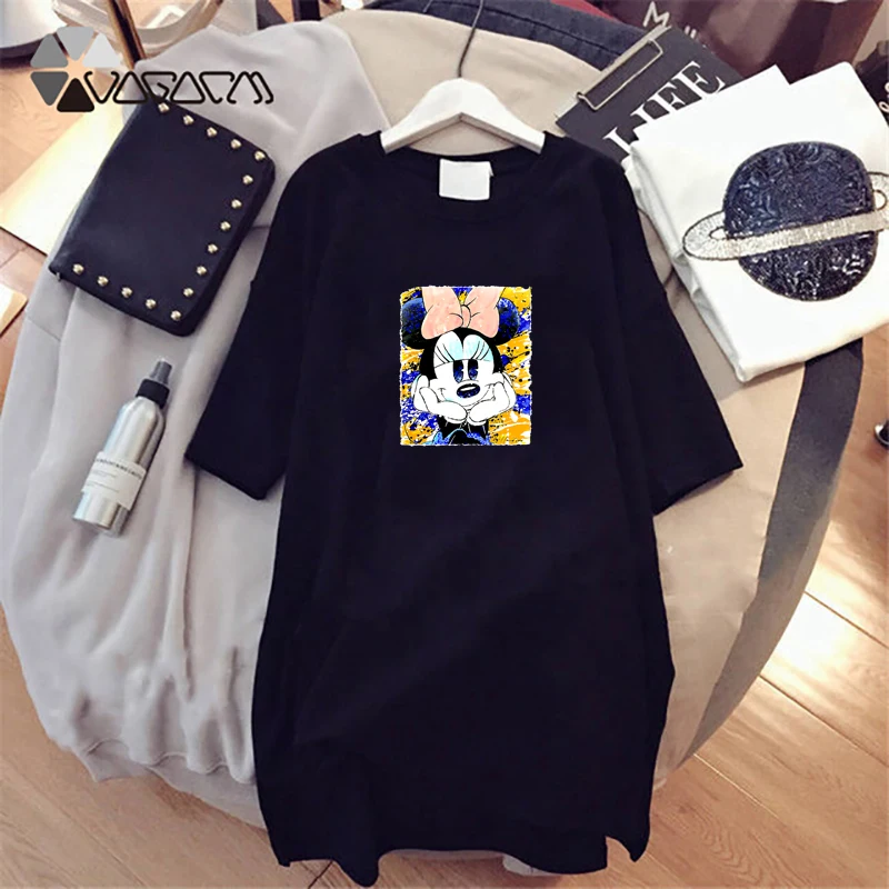 Summer Women Dresses Minnie Mickey Cartoon Print Casual Loose White Black Mini Women Clothes Big Size Dress Harajuku Mujer
Summer Women Dresses Minnie Mickey Cartoon Print Casual Loose White Black Mini Women Clothes Big Size Dress Harajuku Mujer