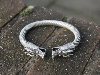 

Ethnic miao silver heavy dragon bangle Handmade tribal bracelet Gift for him