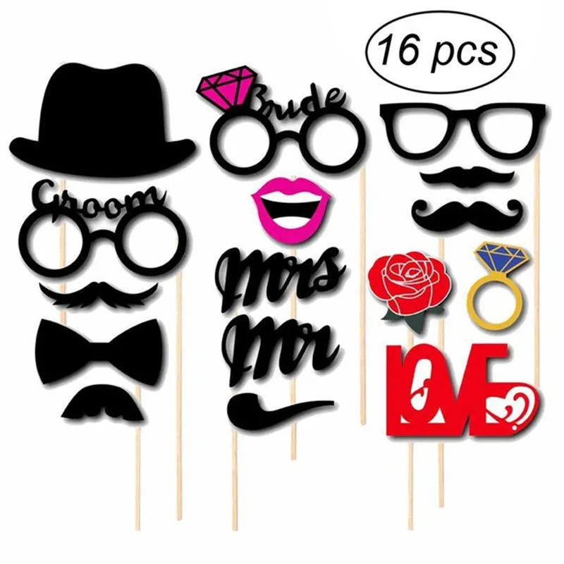16Pcs/Set Wedding Photo Booth Props Party Decorations Supplies Mask Mustache for Fun Favors Photobooth
16Pcs/Set Wedding Photo Booth Props Party Decorations Supplies Mask Mustache for Fun Favors Photobooth