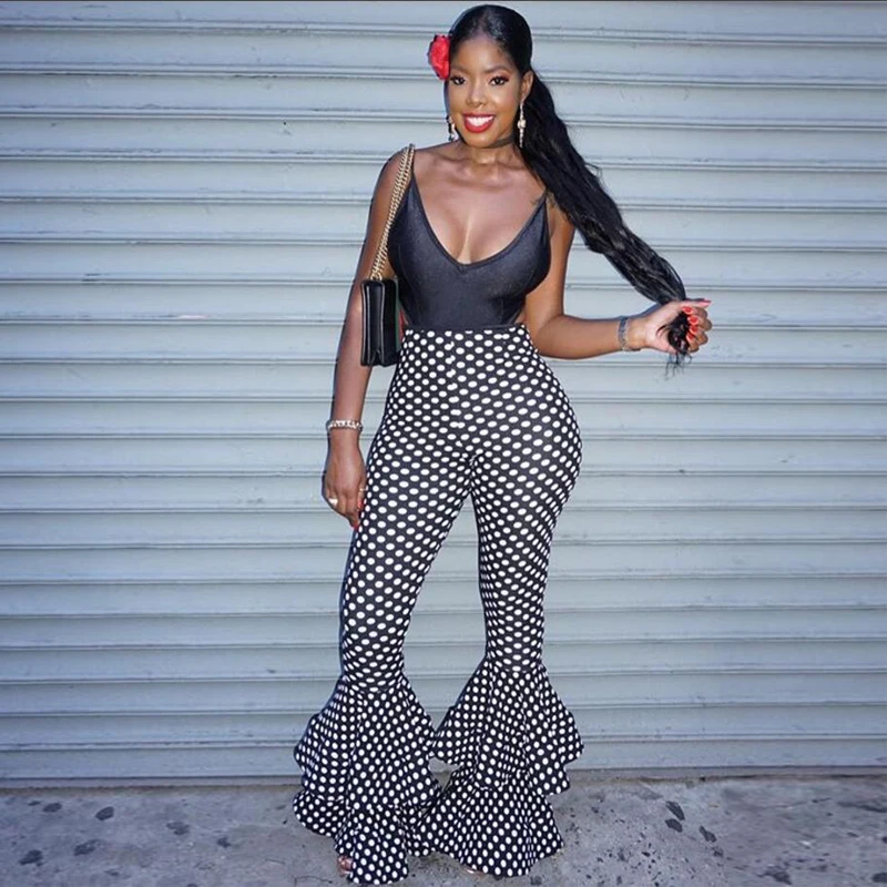 Women polka dot flared high-waisted trousers 2018 Sexy ladies ruffle pants Sexy bell bottom flare pants streetwear high quality
Women polka dot flared high-waisted trousers 2018 Sexy ladies ruffle pants Sexy bell bottom flare pants streetwear high quality