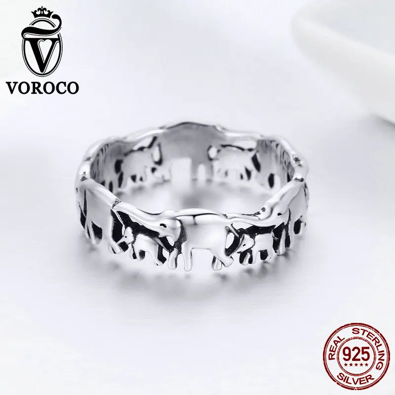 VOROCO 100% 925 Sterling Silver Animal Ring Stackable Cute Elephant Family Finger Rings Women Silver Trendy Fine Jewelry BKR344
VOROCO 100% 925 Sterling Silver Animal Ring Stackable Cute Elephant Family Finger Rings Women Silver Trendy Fine Jewelry BKR344