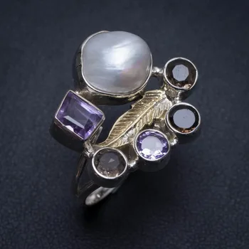 Natural River Pearl,Amethyst and Smoky Quartz Mexican 925 Sterling Silver Ring, US Size 8 S2316
Natural River Pearl,Amethyst and Smoky Quartz Mexican 925 Sterling Silver Ring, US Size 8 S2316