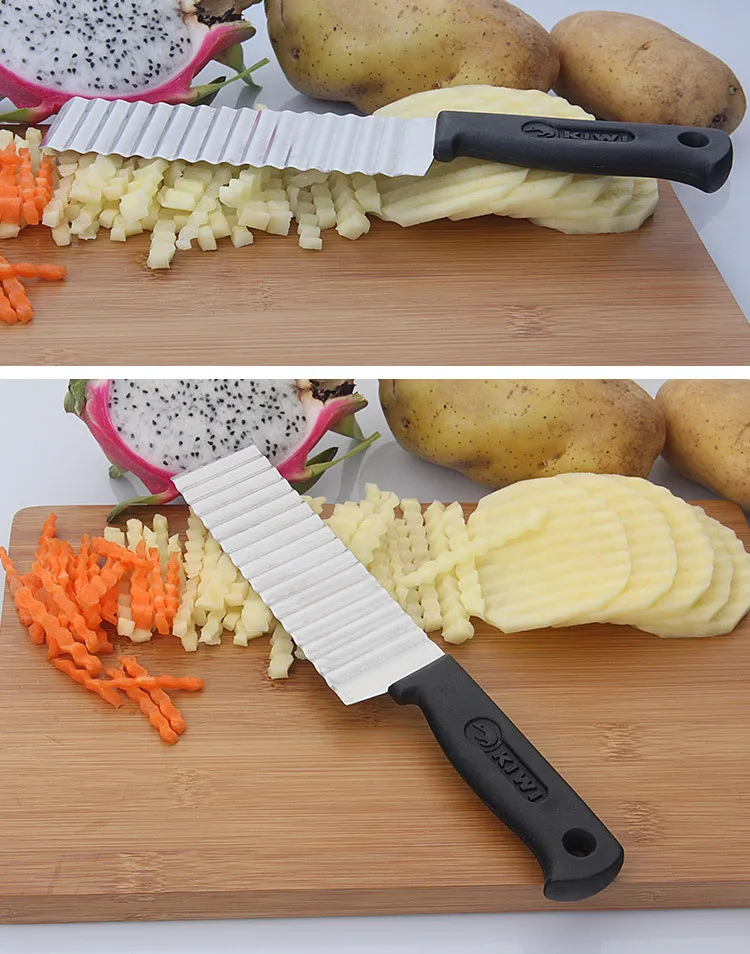 1PC Potato French Fry Cutter Stainless Steel Kitchen Serrated Blade Easy Slicing Banana Fruits Wave Knife Chopper KX 218
1PC Potato French Fry Cutter Stainless Steel Kitchen Serrated Blade Easy Slicing Banana Fruits Wave Knife Chopper KX 218