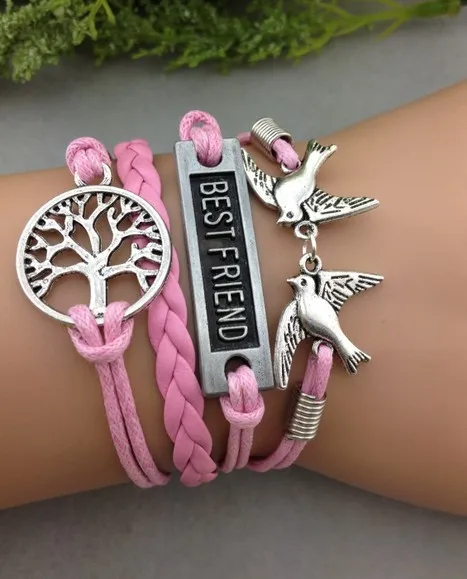 1pcs rope Birds, Best Friend & A Tree of Life Charm Bracelet in Silver - Wax Cords and Leather Gift 1249 Mini order 10$
1pcs rope Birds, Best Friend & A Tree of Life Charm Bracelet in Silver - Wax Cords and Leather Gift 1249 Mini order 10$