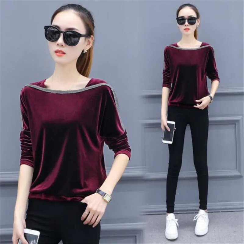 Spring long sleeve loose early autumn T-shirt women gold velvet short paragraph bottoming shirt 2019 new Korea fashion top AS770
Spring long sleeve loose early autumn T-shirt women gold velvet short paragraph bottoming shirt 2019 new Korea fashion top AS770