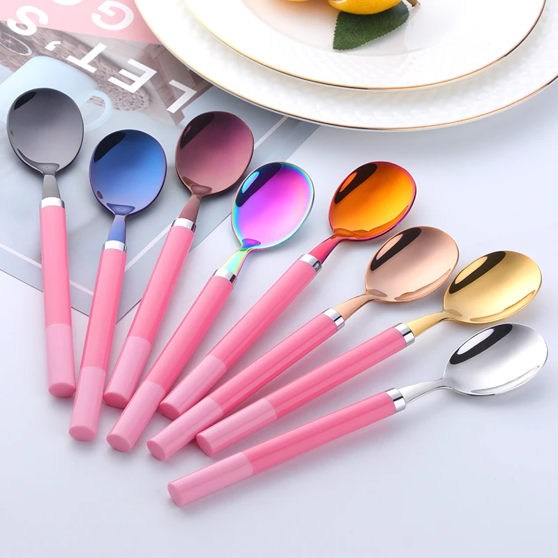 Colorful Stainless Steel Long Handled Coffee Soup Scoop With Plastic Handle Dessert Spoons Korean Style Christmas Dinner spoons
Colorful Stainless Steel Long Handled Coffee Soup Scoop With Plastic Handle Dessert Spoons Korean Style Christmas Dinner spoons