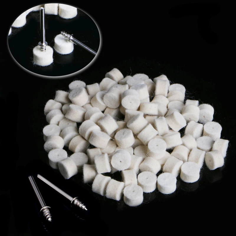 100pc/set New 13mm Wool Felt Polishing Grinding Wheels Buffing Pads with 2 Shanks Accessories