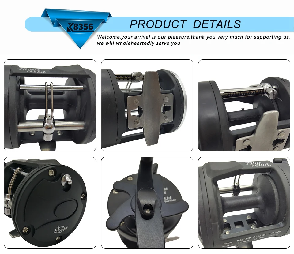 K8356 3.81 1BB Trolling Reel Fishing TSSD 3000L4000L Black Right Hand Casting Sea Fishing Reel Saltwater Baitcasting Reel Coil 13