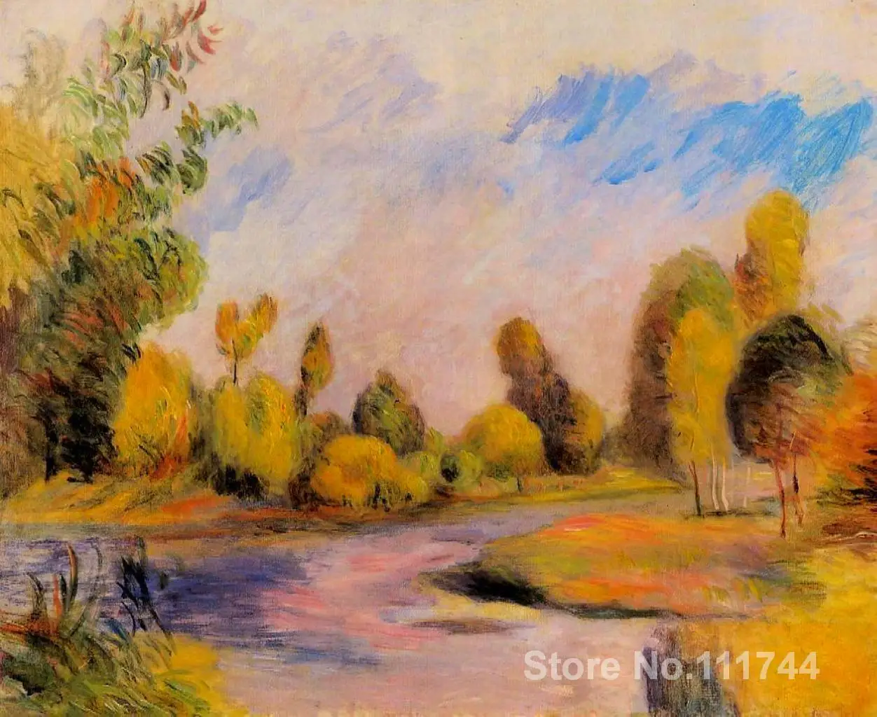 

Impressionist landscape art Banks of a River by Pierre Auguste Renoir paintings Hand painted High quality