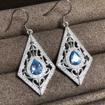 Natural blue topaz gem drop earrings 925 silver natural gemstone earrings Chinese style luxury rhombus women party fine jewelry 
Natural blue topaz gem drop earrings 925 silver natural gemstone earrings Chinese style luxury rhombus women party fine jewelry