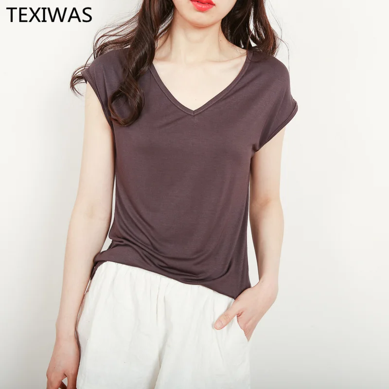 TEXIWAS 2019 Summer new 9 colors loose Women Blouse Female Shirt pullover Elastic Basic Shirt Women Casual Short sleeve Top 
TEXIWAS 2019 Summer new 9 colors loose Women Blouse Female Shirt pullover Elastic Basic Shirt Women Casual Short sleeve Top