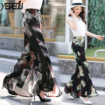 #2809 2019 Summer Double-layer Side Split Chiffon Wide Leg Pants Women Floral Print Straight High Waist Pantalon Femme Loose
#2809 2019 Summer Double-layer Side Split Chiffon Wide Leg Pants Women Floral Print Straight High Waist Pantalon Femme Loose