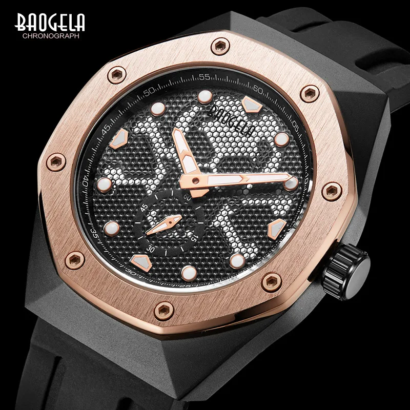 BAOGELA Brand Men Watches skeleton Watch Mesh hole Sport Clock Silica gel Casual Business Retro Wristwatch Relojes Hombre
BAOGELA Brand Men Watches skeleton Watch Mesh hole Sport Clock Silica gel Casual Business Retro Wristwatch Relojes Hombre
