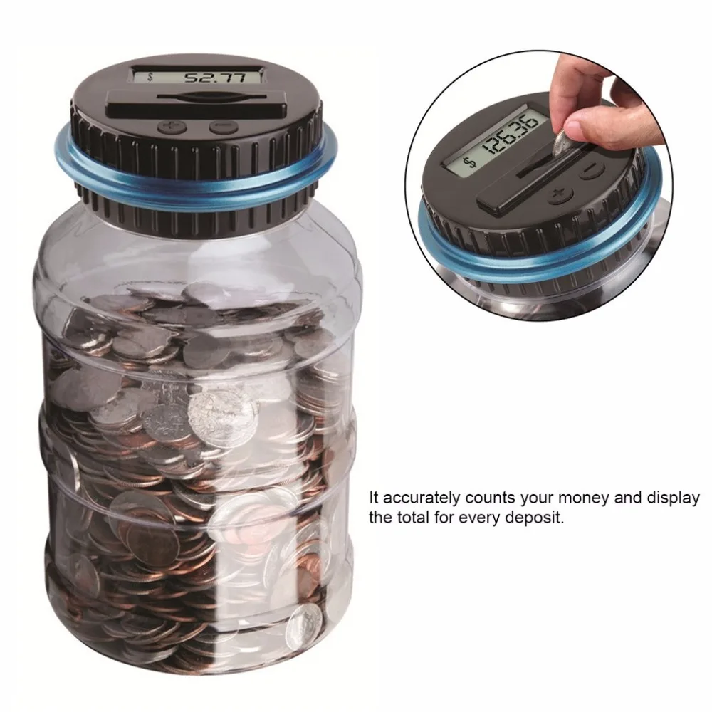 LCD Display Electronic Digital Counting Coin Bank Money Saving Box Jar Counter Bank Best Birthday Gift for Children Kids
LCD Display Electronic Digital Counting Coin Bank Money Saving Box Jar Counter Bank Best Birthday Gift for Children Kids