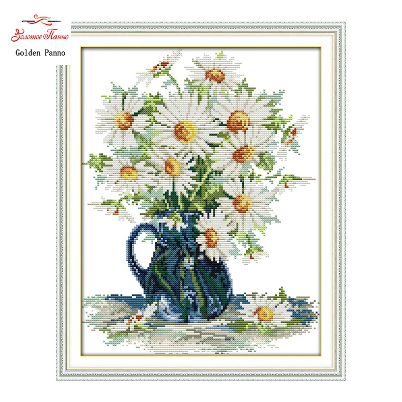 Golden Panno,Daisy vase flowers home Decor diy painting counted print on canvas DMC Set 11CT 14CT DMS needlework embroidery 0123
Golden Panno,Daisy vase flowers home Decor diy painting counted print on canvas DMC Set 11CT 14CT DMS needlework embroidery 0123