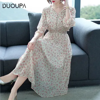 DUOUPA Seven-Sleeve Printed Tropical Beach Retro Long Dress Bohemian Wind Leisure V-Collar Mid-waist Dress
DUOUPA Seven-Sleeve Printed Tropical Beach Retro Long Dress Bohemian Wind Leisure V-Collar Mid-waist Dress