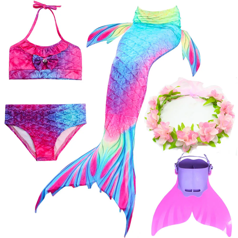 5Pcs/set Girls Swimming Mermaid Tail with Monofin Cosplay Bikini Swimwear Princess Costumes for Kids Swimmable Fins
5Pcs/set Girls Swimming Mermaid Tail with Monofin Cosplay Bikini Swimwear Princess Costumes for Kids Swimmable Fins