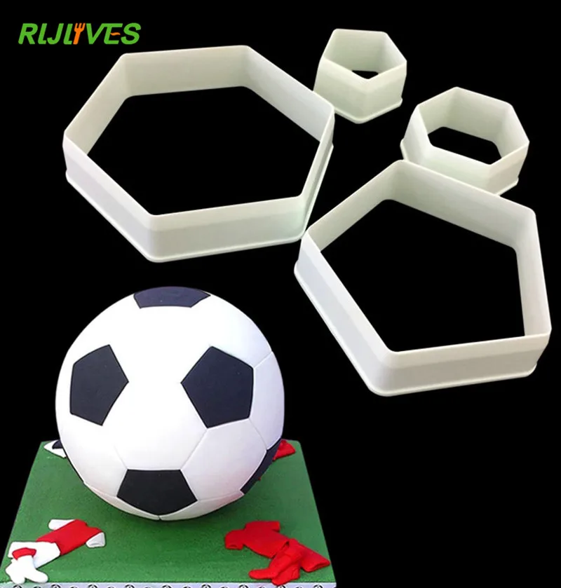 Фото RLJLIVES 4 шт./компл. Форма для печати тортов с изображением сахара в футбольном стиле