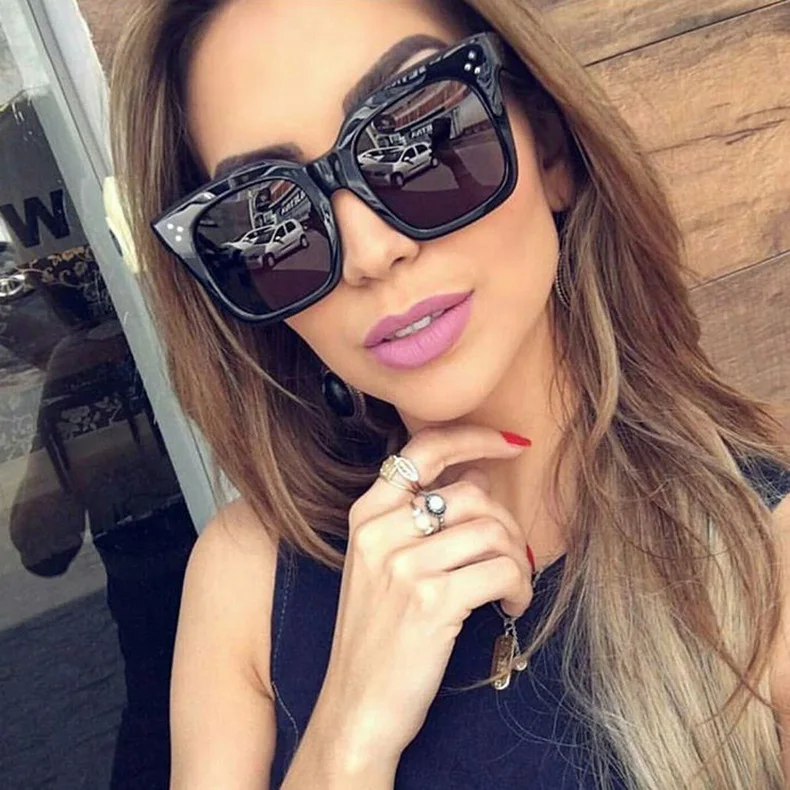 

2017 Fashion Vintage Sunglasses Women Brand Designer Square Sun Glasses Women Glasses Big Frame Acetate Gradient Eyeglasses M510