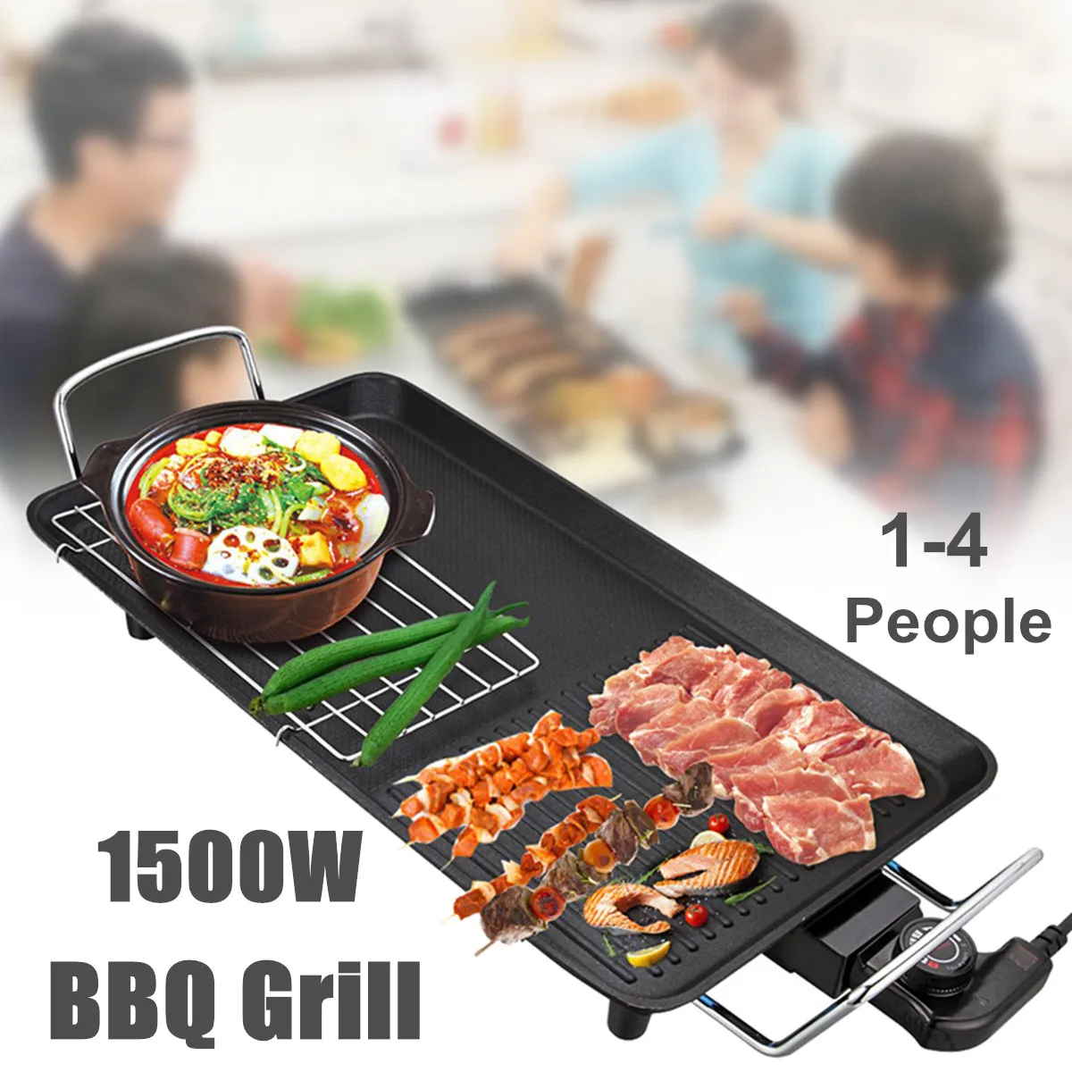 Multifunction Electric BBQ Grill Teppanyaki Griddle Non Stick Barbecue Hot Plate Aluminium Alloy BBQ Grill 1-4 People 1500W
Multifunction Electric BBQ Grill Teppanyaki Griddle Non Stick Barbecue Hot Plate Aluminium Alloy BBQ Grill 1-4 People 1500W
