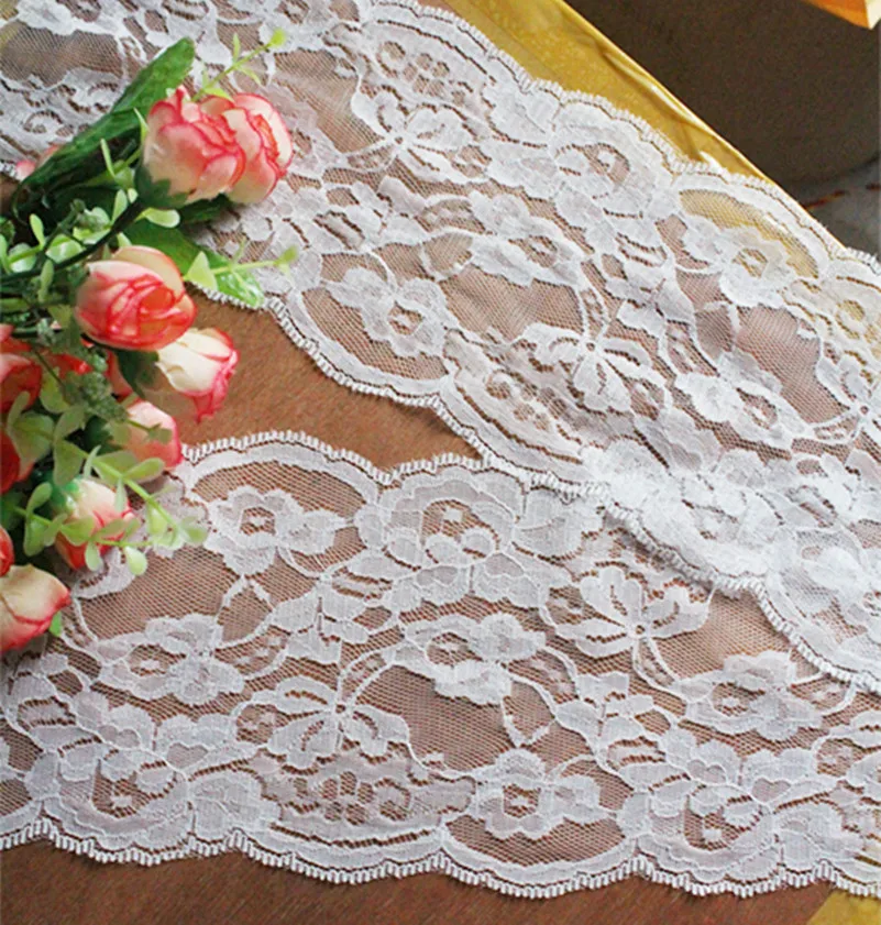 

Width 135mm beautiful 5yards white Embroidered Net Lace Trim fabric Garment ribbon headband wedding DIY Accessories GH-96320