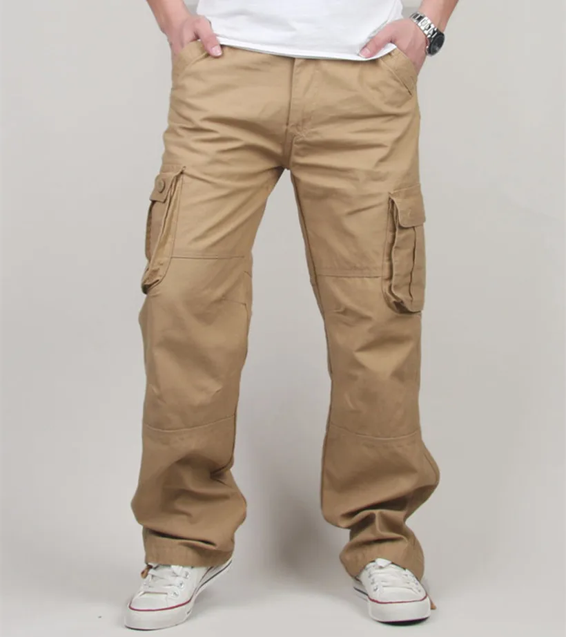 2016 Новые Брюки Человек Брюки-Карго Карманы Армия Pantalon Homme Свободные тактический