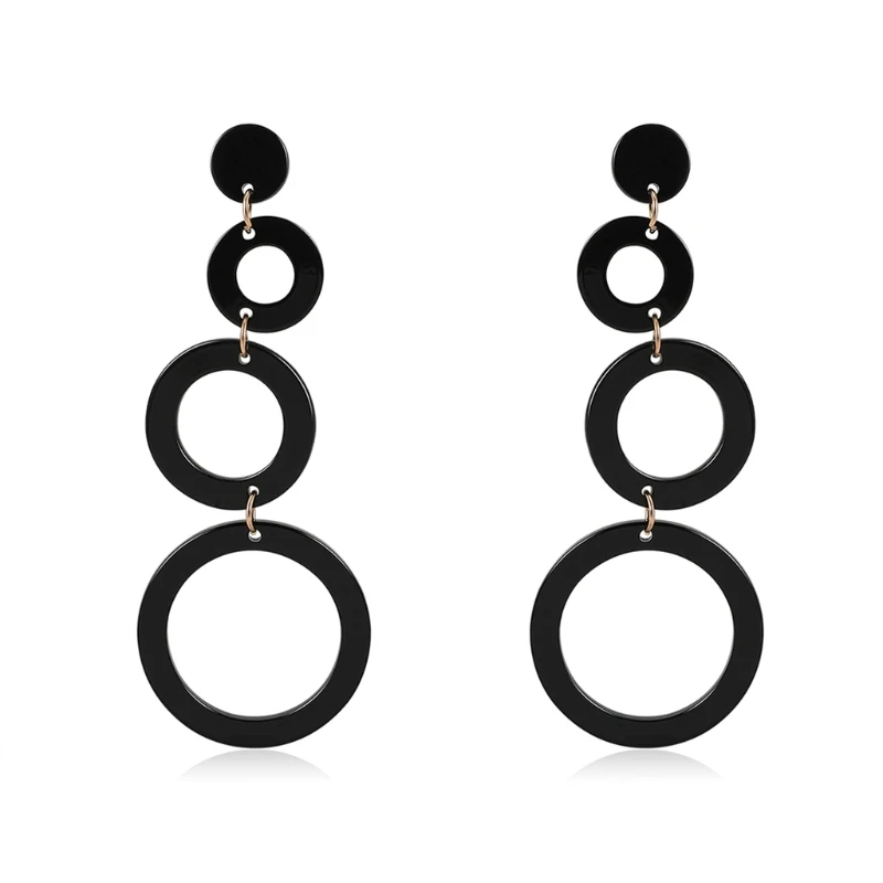 Women Jewelry Earrings Acrylic Black Rings Dangle Long Drop Ethnic Fashion Girls
Women Jewelry Earrings Acrylic Black Rings Dangle Long Drop Ethnic Fashion Girls
