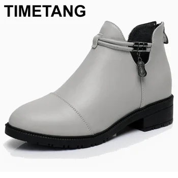 TIMETANG Fashion Women Mar Boots Autumn Winter Boots Med Heel Ankle Boots Genuine Leather Thin Plush Women Shoes
TIMETANG Fashion Women Mar Boots Autumn Winter Boots Med Heel Ankle Boots Genuine Leather Thin Plush Women Shoes