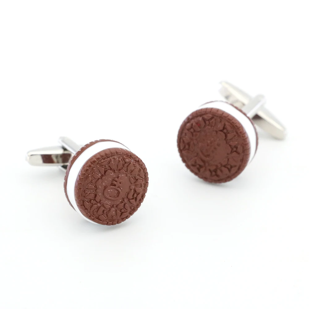 

Free Shipping New Arrival Funny Cuff Links Novelty Chocalate Biscuit Design Best Gift For Men Cuff Links Wholesale&retail