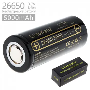 LiitoKala 3.7V 26650 Battery 5000mAh Rechargeable Li-ion Battery with Safety Relief Valve for LED Flashlights Headlamps 
LiitoKala 3.7V 26650 Battery 5000mAh Rechargeable Li-ion Battery with Safety Relief Valve for LED Flashlights Headlamps