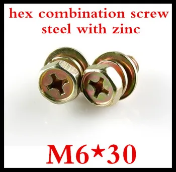 100pcs/lot High Quality M6*30 Steel With Zinc Phillips Hex Combination Screw With Washer
100pcs/lot High Quality M6*30 Steel With Zinc Phillips Hex Combination Screw With Washer